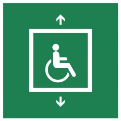 Panneau ISO 7010 E070 Ascenseur d'évacuation pour personnes à mobilité réduite