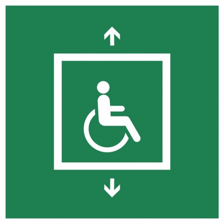 Panneau ISO 7010 E070 Ascenseur d'évacuation pour personnes à mobilité réduite