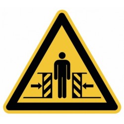 Panneau W019 danger écrasement machine industrielle ISO 7010