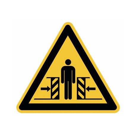 Panneau W019 danger écrasement machine industrielle ISO 7010