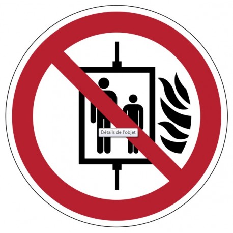 Panneau ISO 7010 P020 Ne pas utiliser l'ascenseur en cas d'incendie