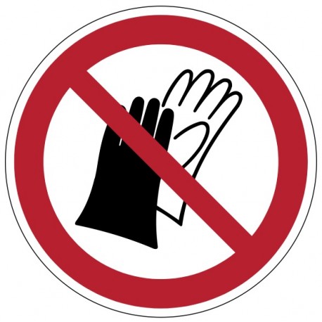 Panneau ISO 7010 P028 Port de gants interdit