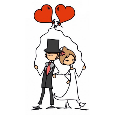 Sticker - Mariés ballon coeur (REFH647