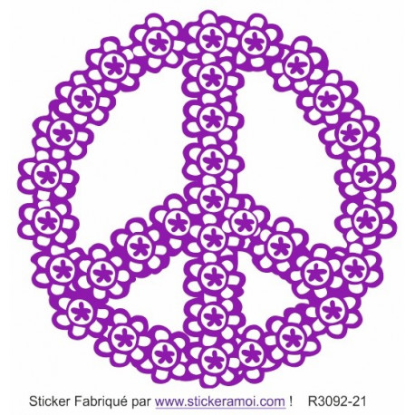 Sticker - Peace and Love logo en fleurs (R3092-21)