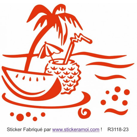 Sticker - Plage palmier cocotier déco (R3118-23)