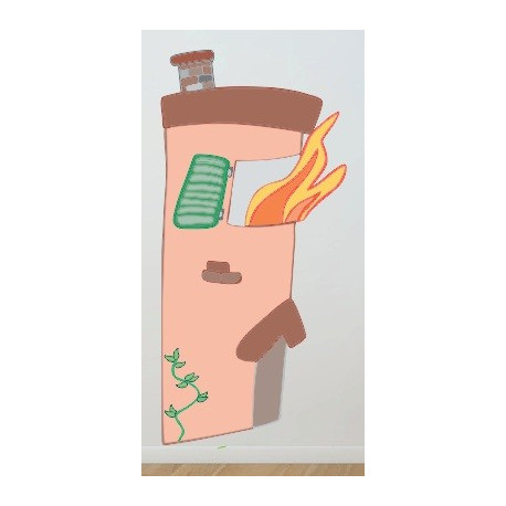 Sticker Maison en feu