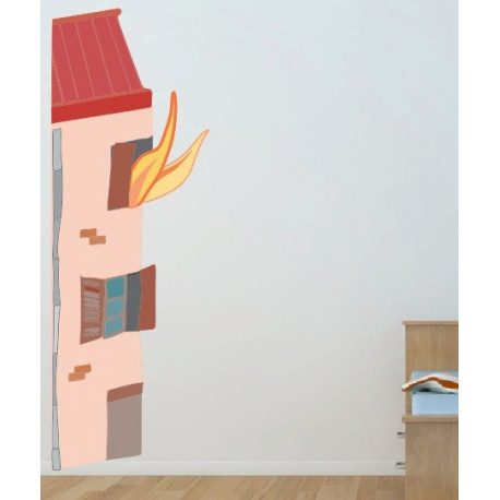 Sticker Maison en feu