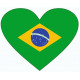Autocollant Drapeau Brésil Coeur