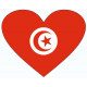 Autocollant Drapeau Tunisie Coeur