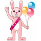 Sticker mural lapin rose avec ballons