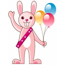 Sticker mural lapin rose avec ballons