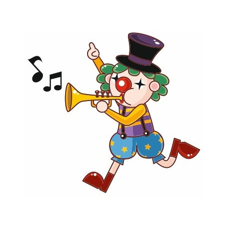 Sticker mural Clown musicien