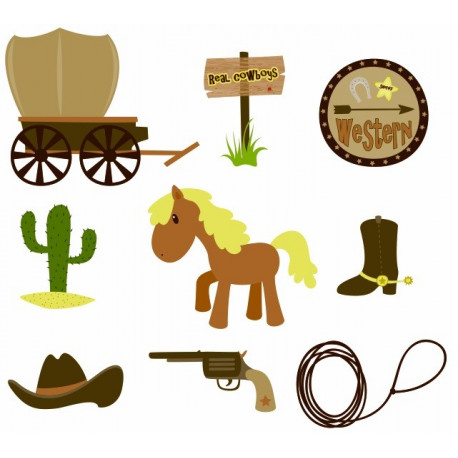 Sticker mural kit cowboy