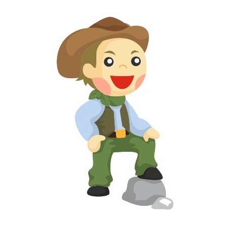 Sticker cowboy sur une pierre
