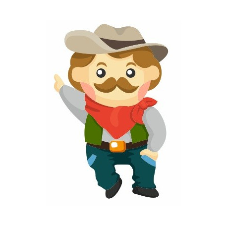 Sticker cowboy avec son cheval