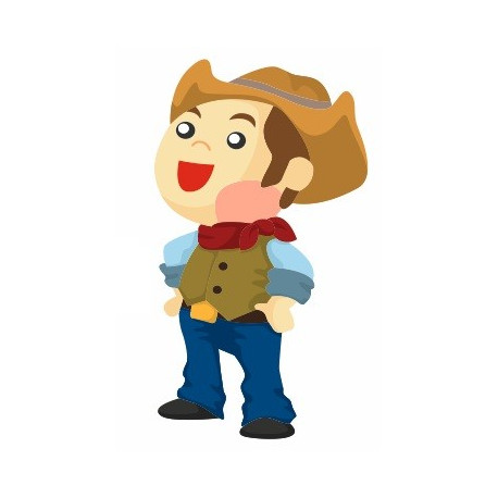 Sticker cowboy avec son cheval