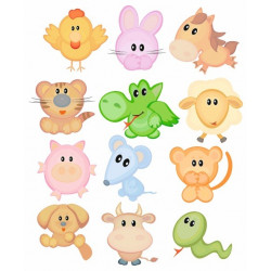 Sticker Animeau bébé planche