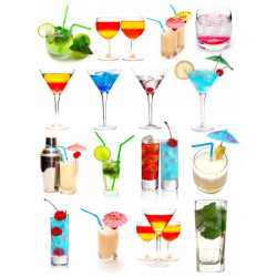 Sticker planche verres cocktails