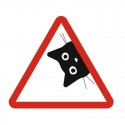 Autocollant attention aux chats 